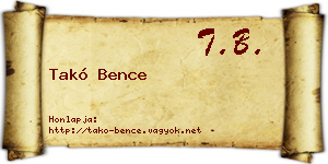 Takó Bence névjegykártya